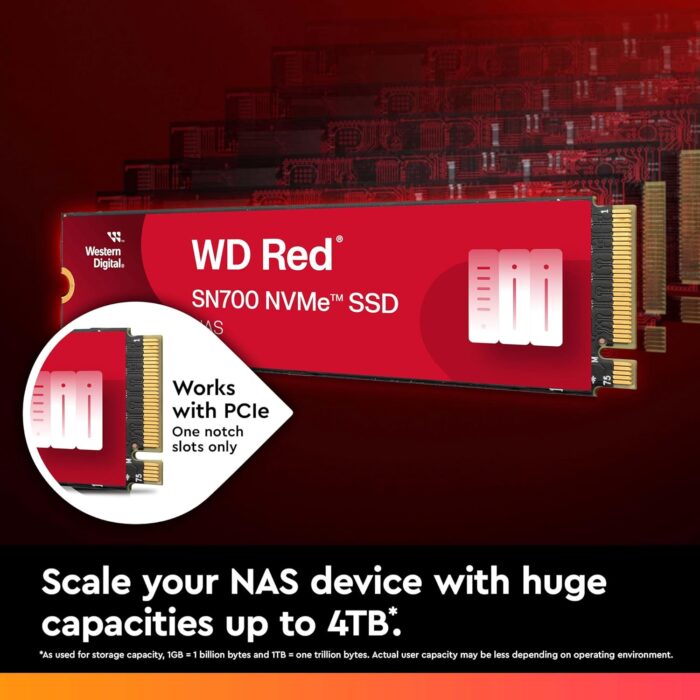 1TB WD Red SN700 NVMe Internal SSD for NAS Devices - Gen3 PCIe, M.2 2280, - Image 2