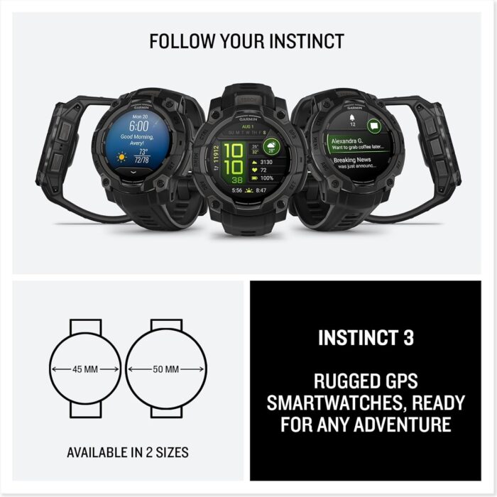Garmin Instinct® 3 45mm, AMOLED Display, Rugged Outdoor GPS Smartwatch - Image 3